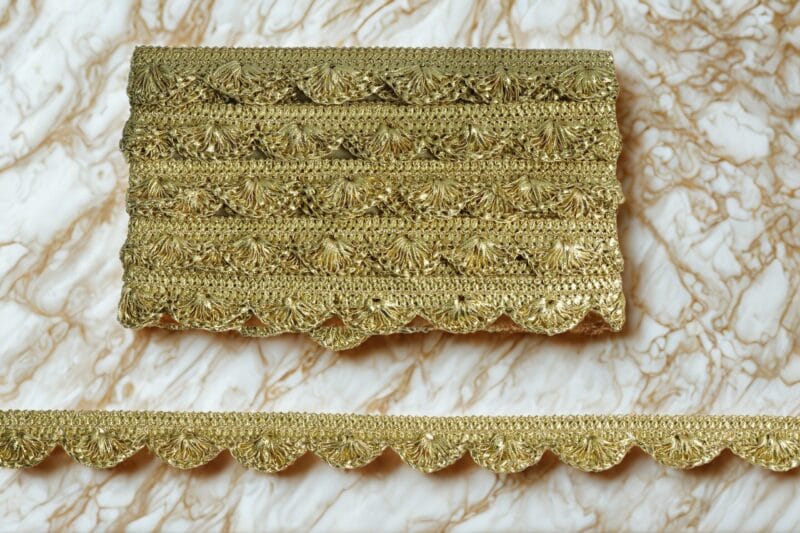 Devi Lace Zari Handwork Pankha Jhalar Border Reel – 9M for Sarees, Dupattas, Kurtis, Bags & Decorations