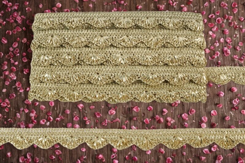 Devi Lace Zari Handwork Pankha Jhalar Border Reel – 9M for Sarees, Dupattas, Kurtis, Bags & Decorations