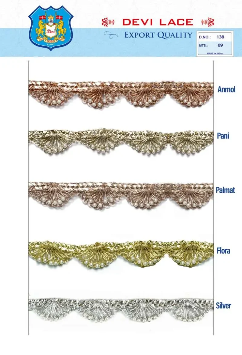 DEVI LACE Handwork Moti Pankha Lace 9 Meter for Saree Border , Trims, Dupatta, Fall, Decoration, Bag, Kurtis etc (Anmol)