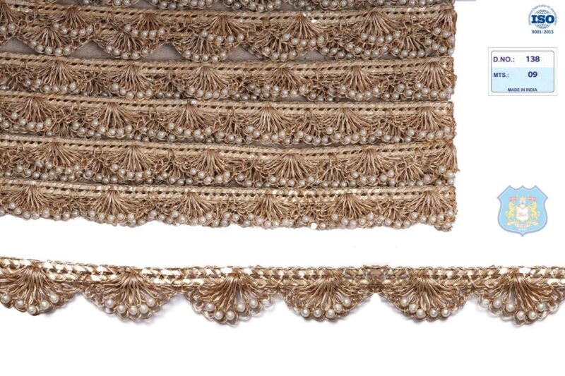 DEVI LACE Handwork Moti Pankha Lace 9 Meter for Saree Border , Trims, Dupatta, Fall, Decoration, Bag, Kurtis etc (Anmol)