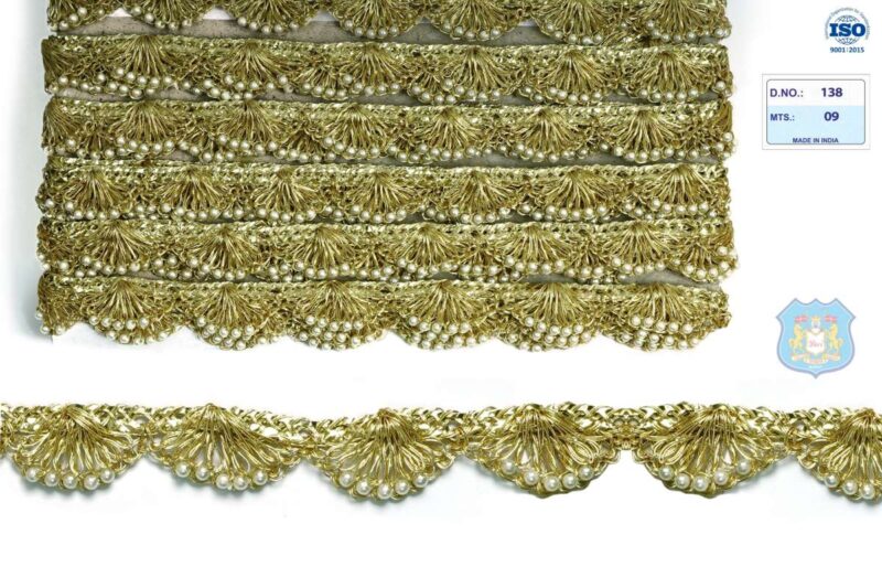 DEVI LACE Handwork Moti Pankha Lace 9 Meter for Saree Border , Trims, Dupatta, Fall, Decoration, Bag, Kurtis etc (Anmol)