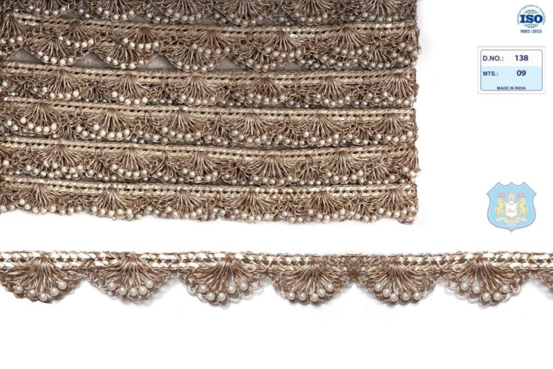 DEVI LACE Handwork Moti Pankha Lace 9 Meter for Saree Border , Trims, Dupatta, Fall, Decoration, Bag, Kurtis etc (Anmol)