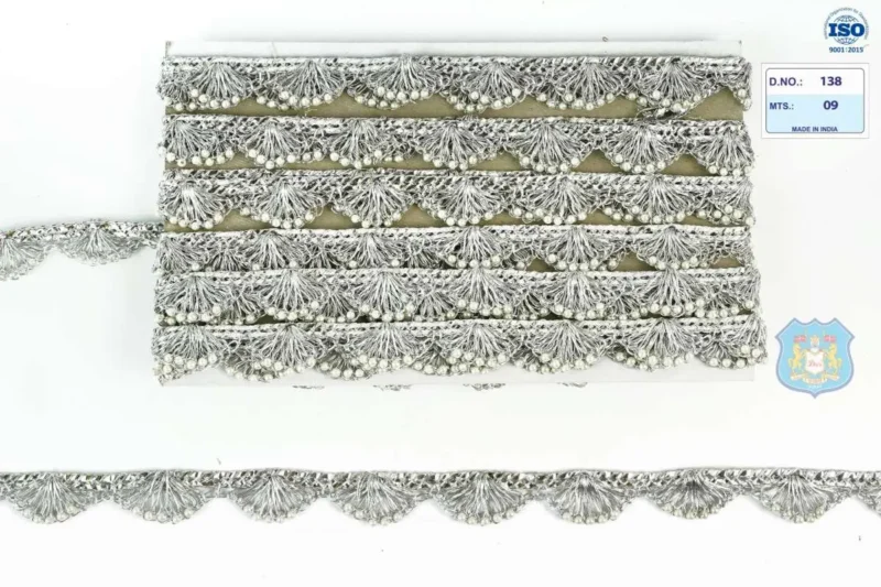 DEVI LACE Handwork Moti Pankha Lace 9 Meter for Saree Border , Trims, Dupatta, Fall, Decoration, Bag, Kurtis etc (Anmol)