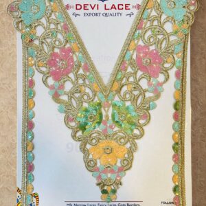 Devi Lace Embroidery Neck With Sleve – for Dresses, Kurtis, and Boutique Fashion Design (1 Pcs)