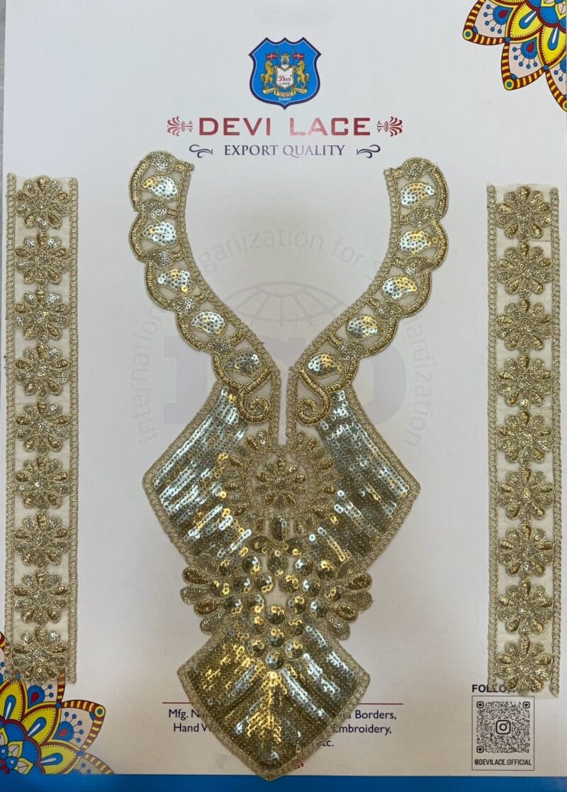Devi Lace Rich Neck With Embroidery Sleve – Wedding Kurtis, Long Gowns & Tailor Creations (1Pcs)