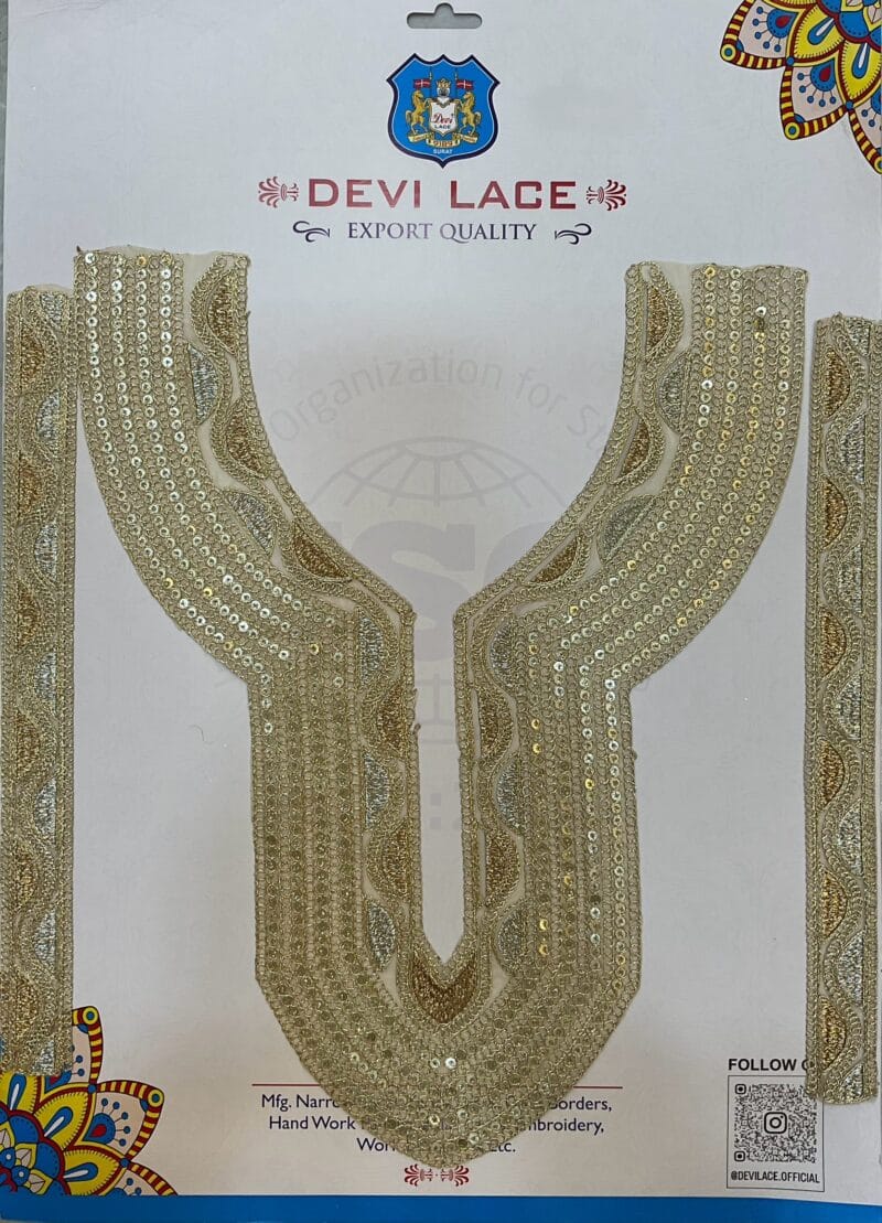 Stylish Nake Embroidery With Sleve for Neckline Embellishment – Tailors Designer Kurtis & Suits (1Pcs)