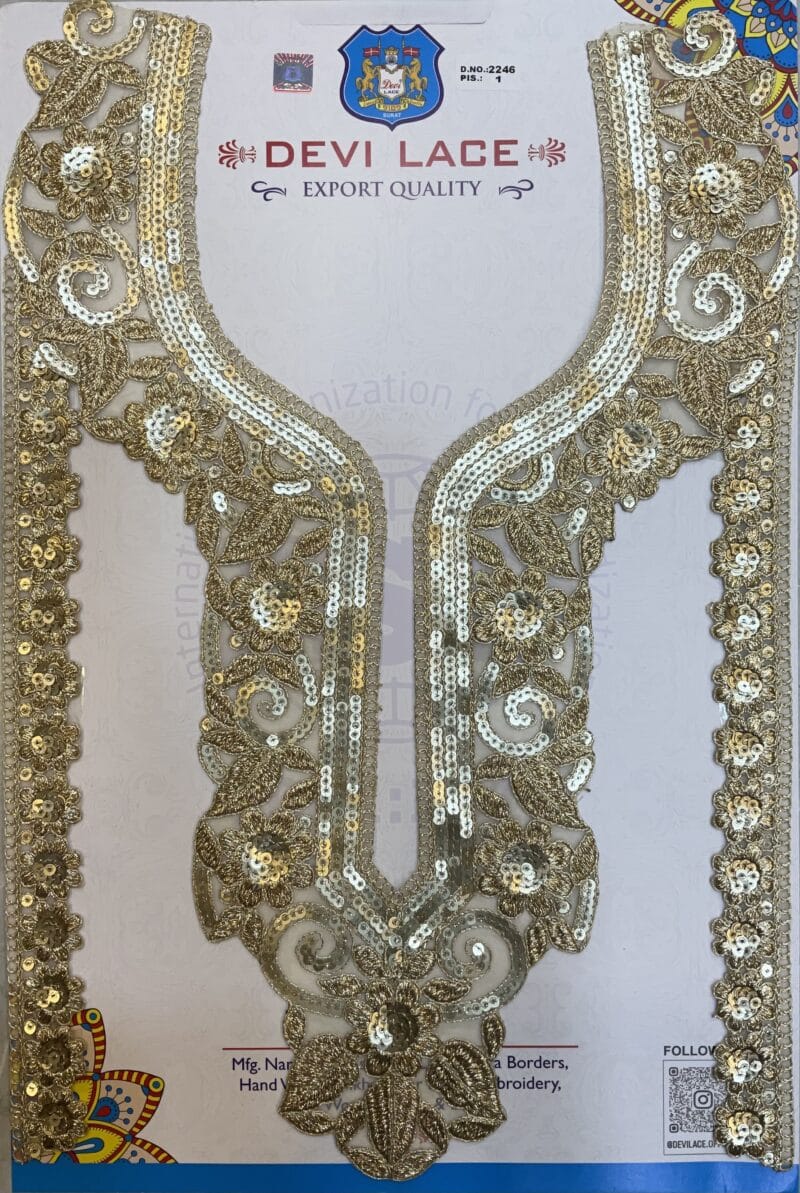 Devi Lace Fashion Neck Embroidery With Sleve Trim – Dresses & Tunics (1 Pcs)