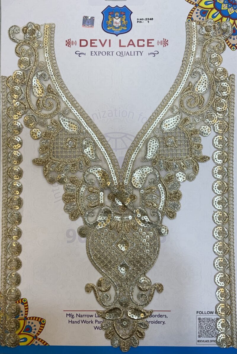 Devi Lace Royal Embroidery Neck With Sleve – for Suit Neck Designs (1 Pcs)