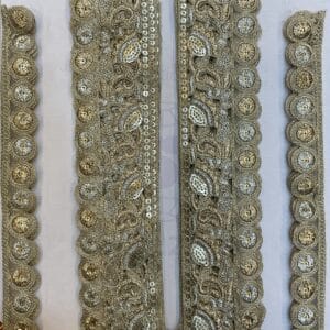 Zari & Thread Embroidery Neck With Sleve by Devi Lace– Fancy Neck Trim for Designers  (1Pcs)
