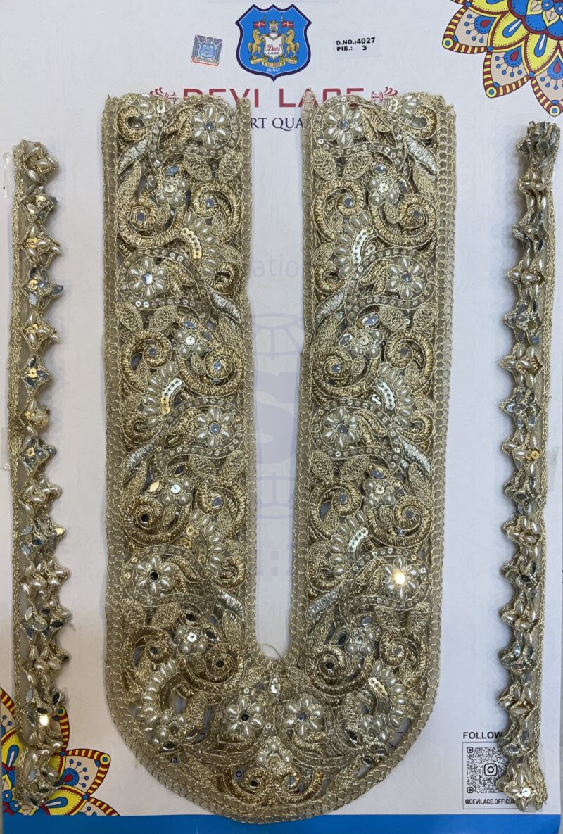 Devi Lace Mirror & Beads Work Embroidery Neck With Sleve – Fancy Kurtis & Dress (1 Pcs)