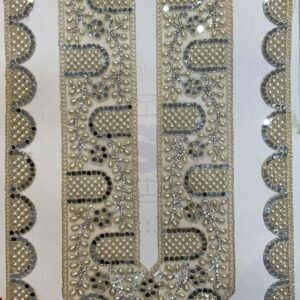 Heavy Thread Mirror & Beads Work Embroidery Neck With Sleve by Devi Lace–Ideal for Ethnic Dresses (1 Pcs)