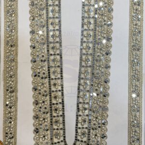 Devi Lace Boutique Style Thread Mirror & Beads Work Embroidery Neck With Sleve – Fancy Kurtis & Dress (1 Pcs)