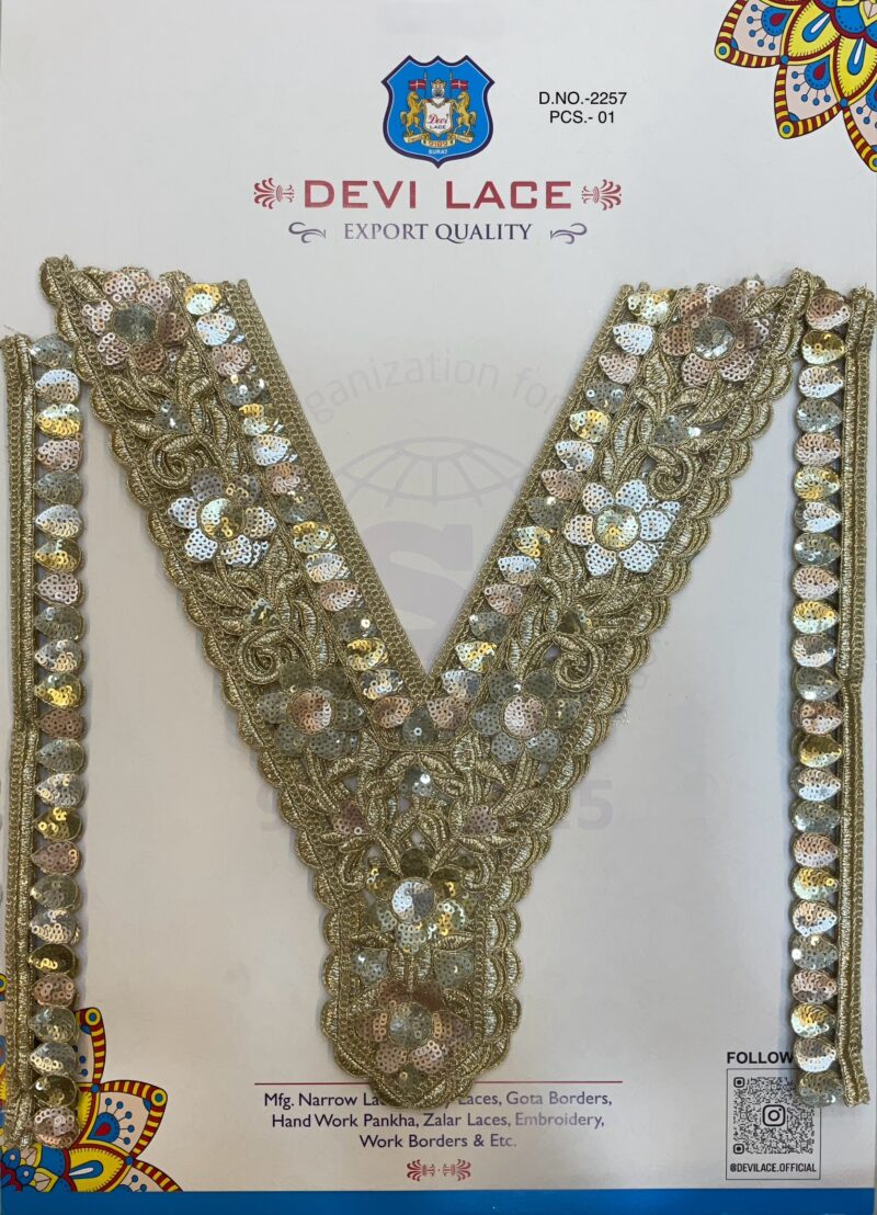 Devi Lace Delicate Embroidery Neck With Sleve – Boutique Finish for Fashion Designers (1 Pcs)