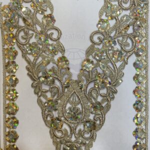 Devi Lace Bridal Embroidery Neck With Sleve – Rich Design for Engagement Wear (1 Pcs)