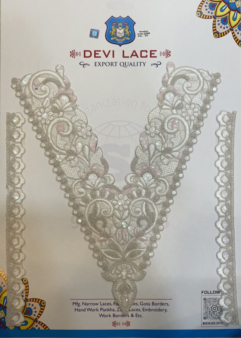Devi Lace White Royal Embroidered Neck With Lace – Salwar & Suit Sets (1 Pcs)