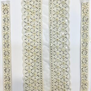 Devi Lace Premium Embroidered Neckline Lace with Stones – Heavy Work Border for Festive Kurtis (1 pcs)