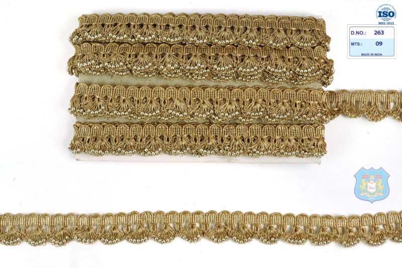 Devi Lace Fancy Pankha Lace with Beads 9Mts | Contemporary Ethnic Lace | Fancy Dress Border
